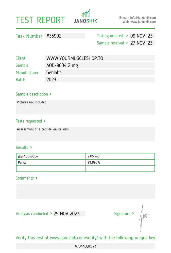 AOD 9604 – 2MG VIAL – GENLABS - Image 3