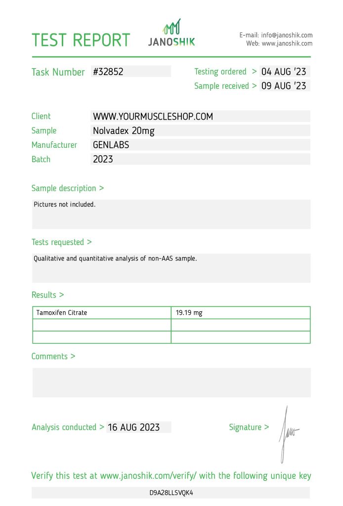NOLVADEX (TAMOXIFEN) 20MG / PER TAB – 100 TABLETS - GENLABS - Image 4