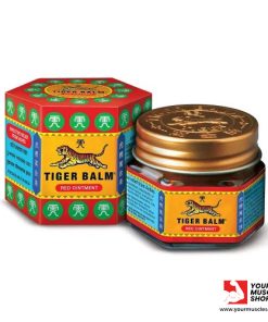 TIGER BALM ( RED AYURVEDIC OINMENT ) [ BENEFITS: PAIN RELIEF, ANTI-INFLAMMATORY, INCREASE BLOOD CIRCULATION, TENSION HEADACHE RELIEF, NATURAL HERBAL INGREDIENTS, QUICK ABSORPTION] – 21ML BOTTLE – GARDENA COSMOTRADE