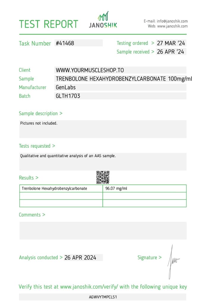 TRENBOLONE HEXAHYDROBENZYLCARBONATE (PARABOLAN) 100 MG / PER ML – GENLABS - Image 3
