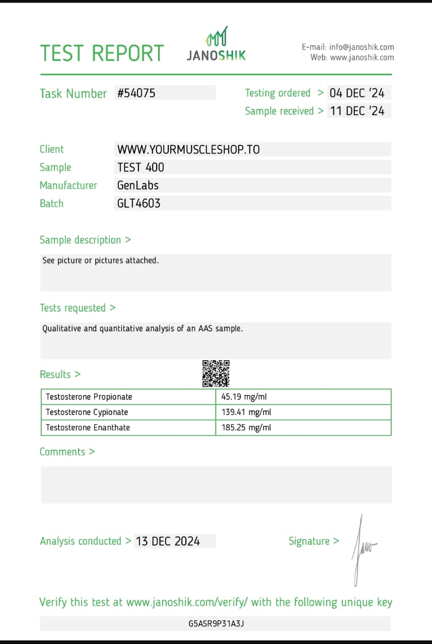 TEST 400 (TESTOSTERONE TRI BLEND) 400 MG / PER ML – GENLABS - Image 3