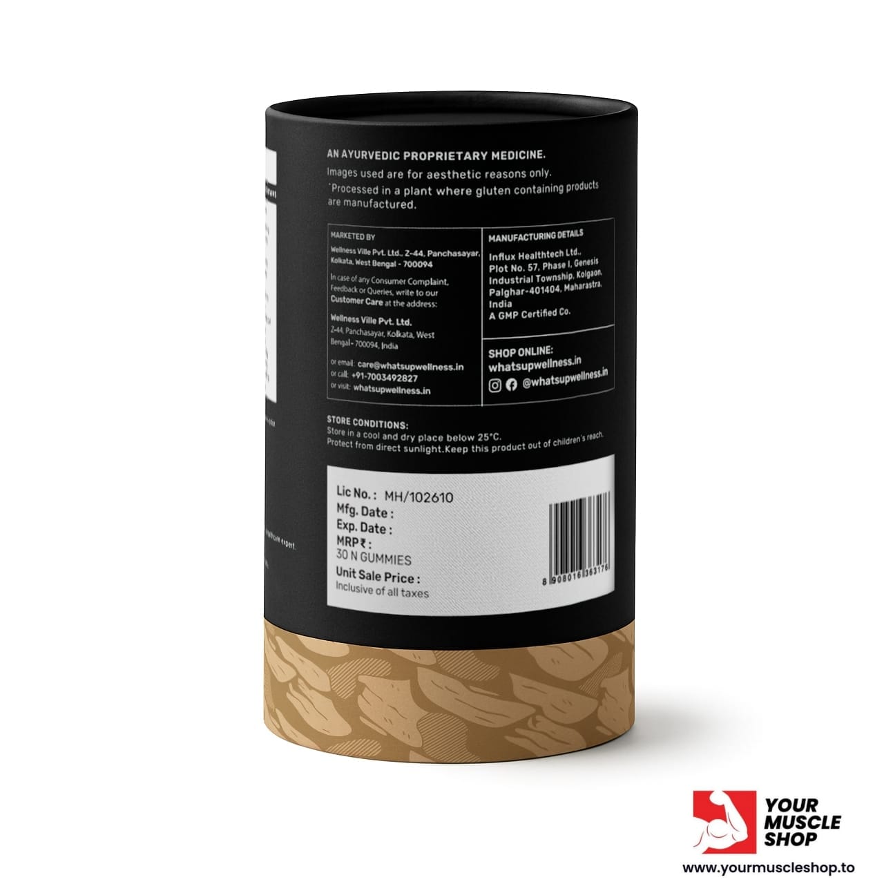 WHAT’S UP WELLNESS SHILAJIT GUMMIES 200 MG RESIN WITH 24 CARAT GOLD DUST - 30 GUMMIES (TAMRIND FLAVOUR) - Image 3