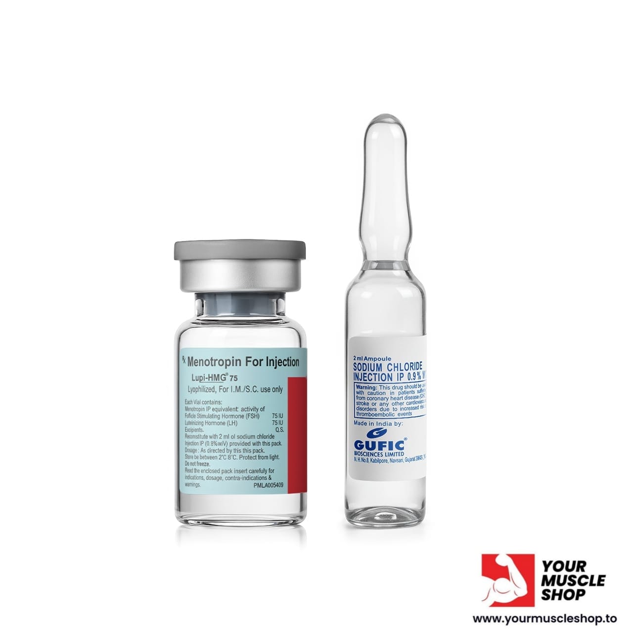 HMG - ( MENOTROPIN FOR INJECTION IP 75 IU AND SODIUM CHLORIDE INJECTION IP 0.9% W/V 2ML AMPOULE ) - LUPIN - Image 2